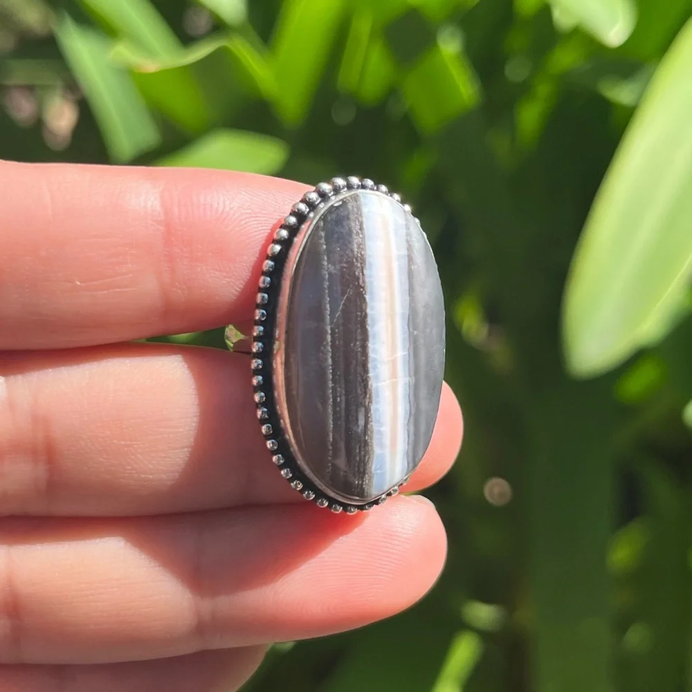 Size 7 925 silver‎ plated banded ohwyee opal ring